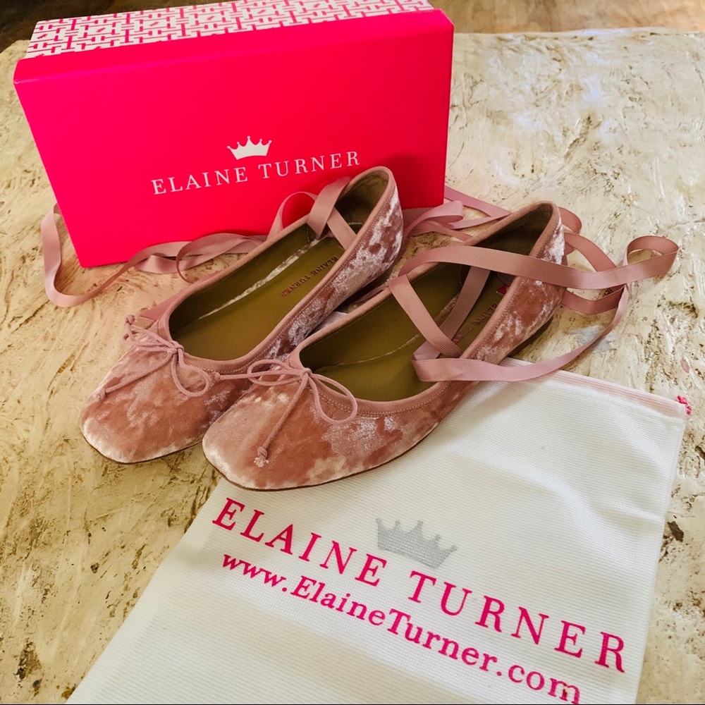 NIB Elaine Turner BERTI Blush Velvet Ballet Flats